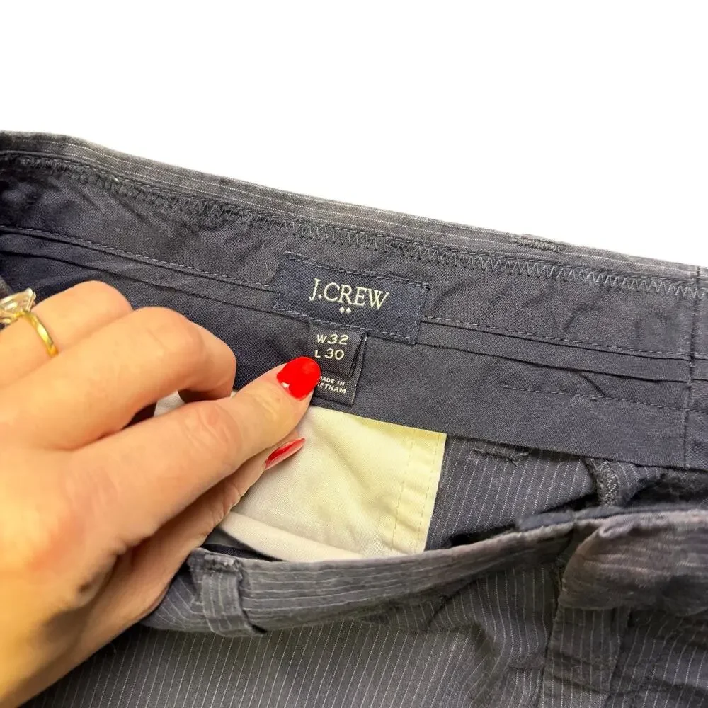 J.Crew Slim Bedford Seersucker Pants Mens 32x30 Navy Blue White‎ Pinstripe Chino